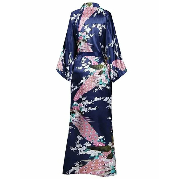BABEYOND Long Sleeve Kimono Robe Peacock Print - Picture 4 of 8